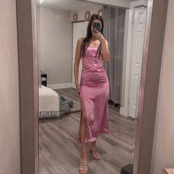 Jason Wu pink satin corset dress size L NEW - Picture 4 of 12